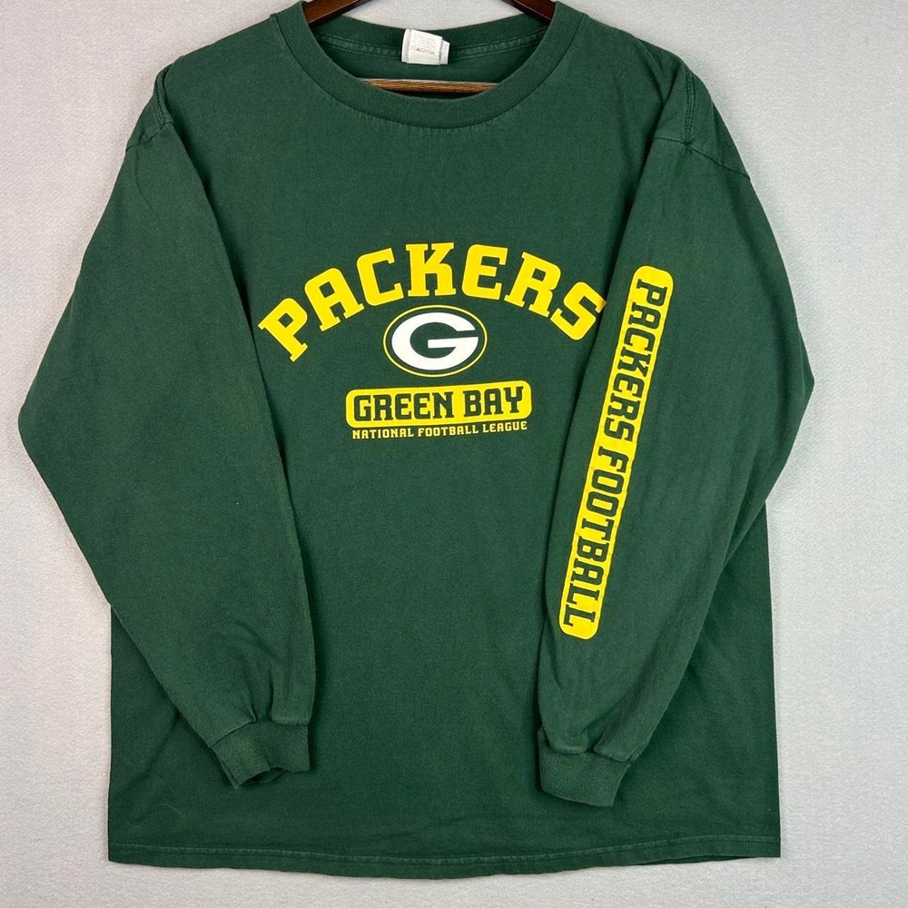 2000s Green Bay Packers NFL Football Green Mens Longsleeve Shirt L